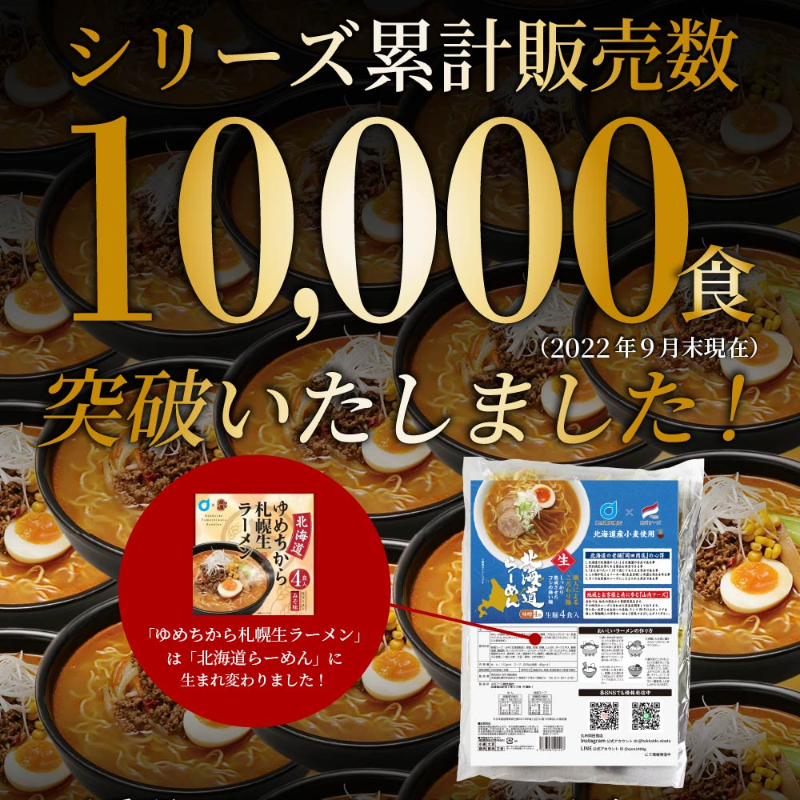 北海道ラーメン 北海道産小麦使用 生ラーメン みそ（味噌）生麺4食入 【送料込】【メール便】