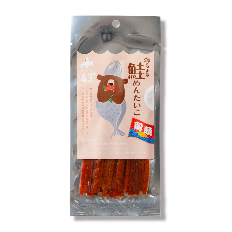 海のつまみ43°留萌-鮭明太子 32g×1個 ジャーキー 鮭とば 北海道 メール便 送料無料