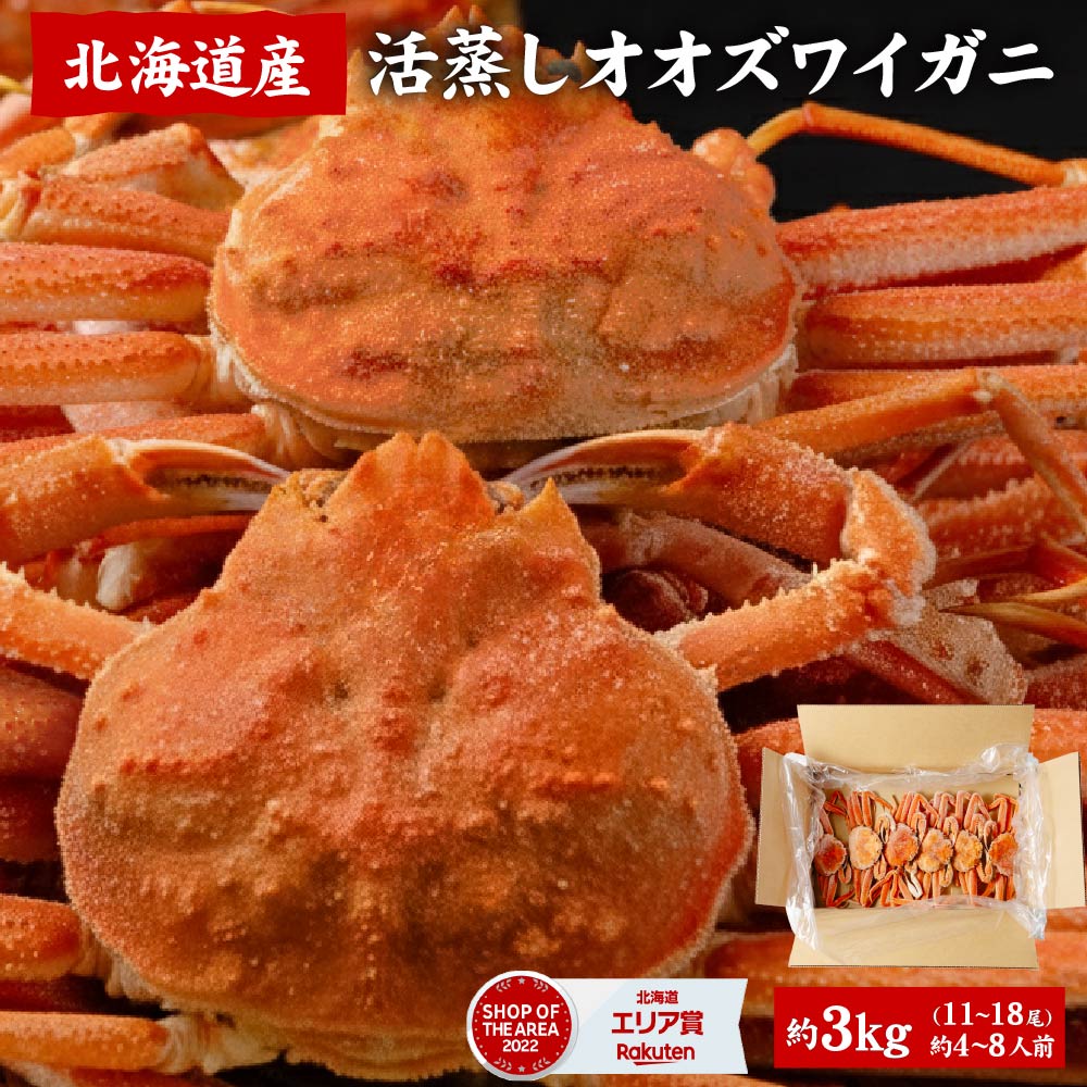 北海道産　活オオズワイガニ3キロ ふるさと納税 【訳あり】北海道噴火湾産 活オオズワイガニ 3.0kg