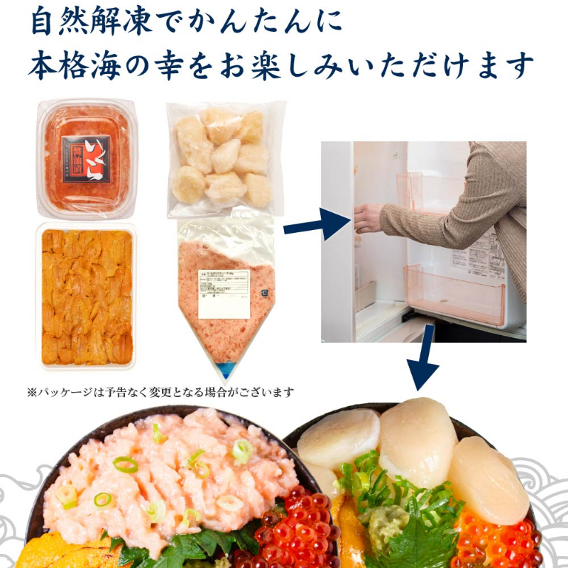 【ギフト】 北海道 海鮮丼 3色丼セット 豪華海鮮 【冷凍便】