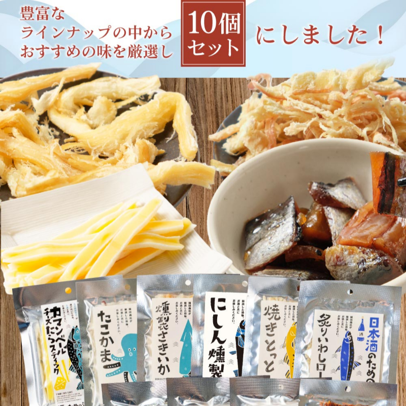 ギフト対応 酒のための海のつまみ10種類 Aセット 酒のつまみ おつまみセット ギフト 珍味 イカ 常温 【0212】