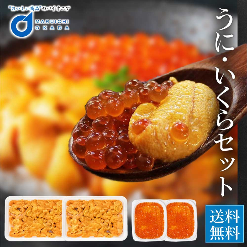 チリ産生うに 100gx2 イクラ 60gx2 セット 無添加 みょうばん不使用 生ウニ いくら 醤油漬け 海鮮丼 雲丹 冷凍 送料無料【送料込】【冷凍便】