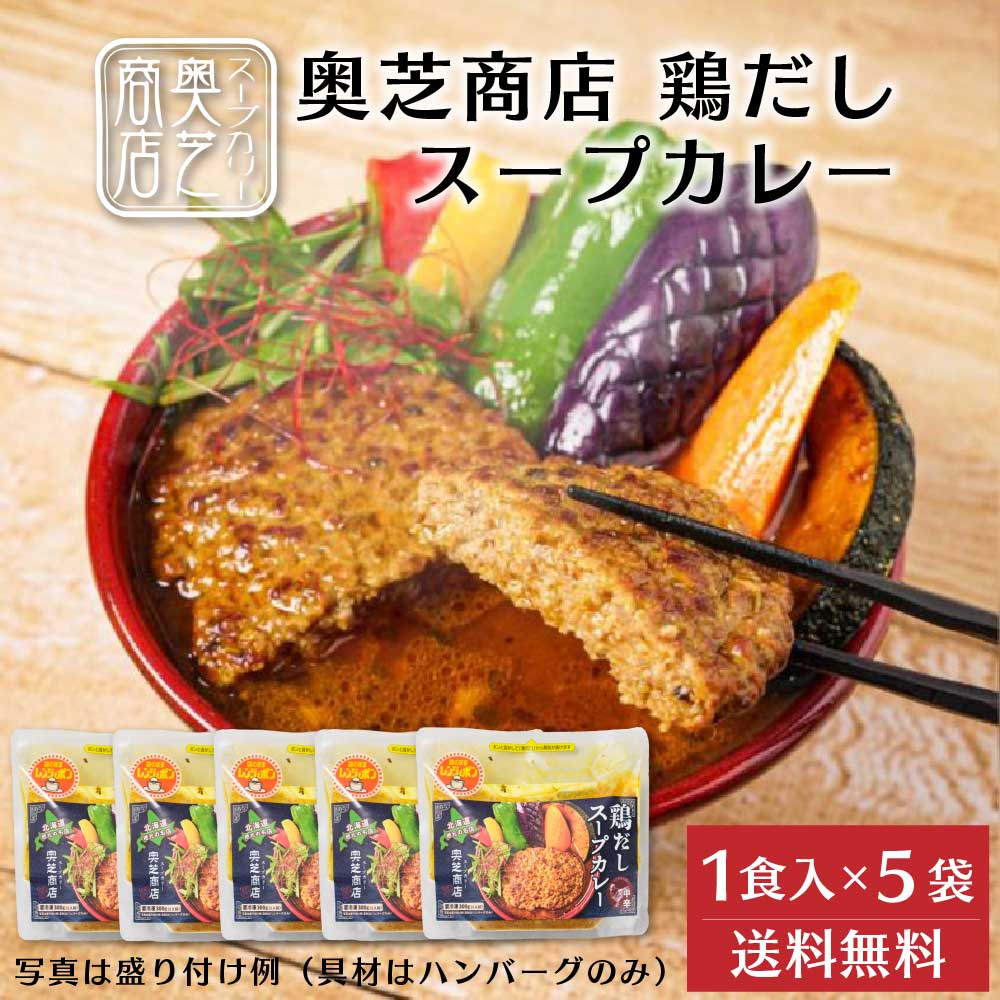 奥芝商店 鶏だしスープカレー【1人前 300g】× 5袋セット ハンバーグ 冷凍カレー 冷凍 北海道 札幌 とり 出汁 レンジ 簡単 お土産 プレゼント バレンタイン ホワイトデー お返し