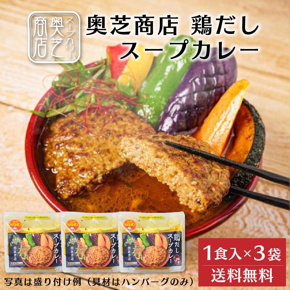 奥芝商店 鶏だしスープカレー【1人前 300g】× 3袋セット ハンバーグ 冷凍カレー 冷凍 北海道 札幌 とり 出汁 レンジ 簡単 お土産 プレゼント バレンタイン ホワイトデー お返し