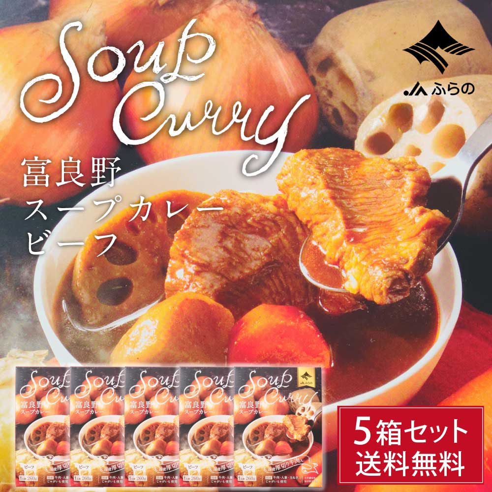 富良野 スープカレー ビーフ 260g × 5箱セット 送料無料 JAふらの カレー 国産 牛肉 野菜 具入 レトルト ふらの農業協同組合 ギフト 北海道限定 バレンタイン ホワイトデー お返し