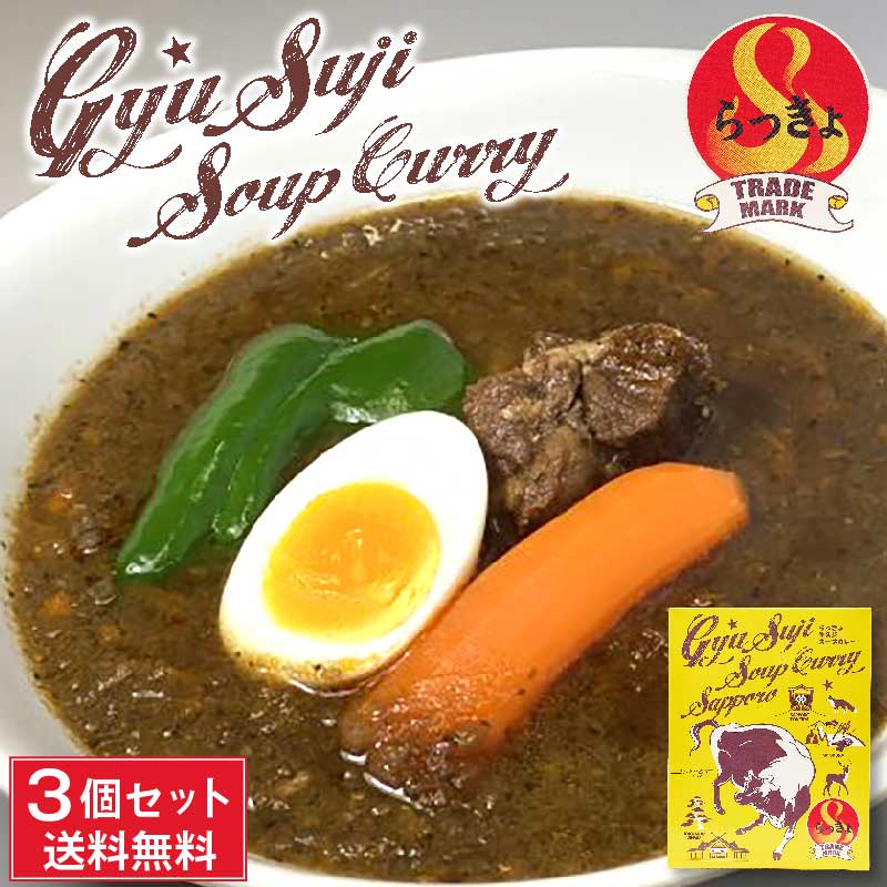 らっきょ 牛すじ スープカレー 490g(具材390g/スープ100g)×3箱セット 北海道 具材たっぷり お土産 タンゼン TANZEN 人気 有名店 北海道 札幌 人気店 名物 グルメ お月見 プチギフト お祝い 誕生日 内祝い 退職 転勤 お礼 お返