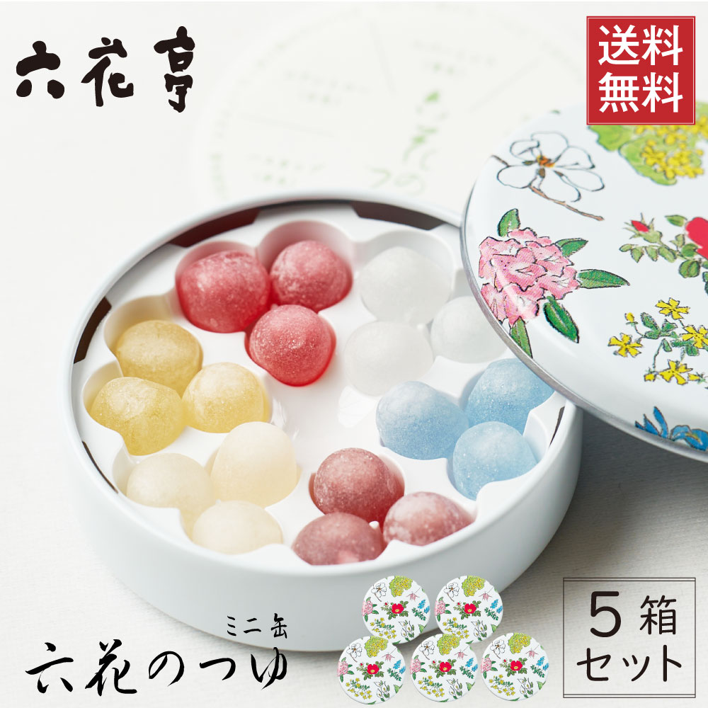 六花亭 六花のつゆ ミニ (缶18粒) × 5缶セット プチギフト ギフト プレゼント お礼 お返し 2次会 引き出物 バレンタイン ホワイトデー お返し