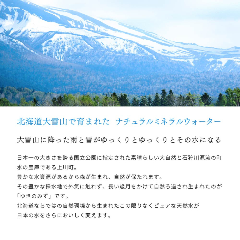 水 ミネラルウォーター 北海道大雪山 ゆきのみず のどごしやさしいピュア軟水 550ml 24本 硬度59 軟水 ペットボトル 