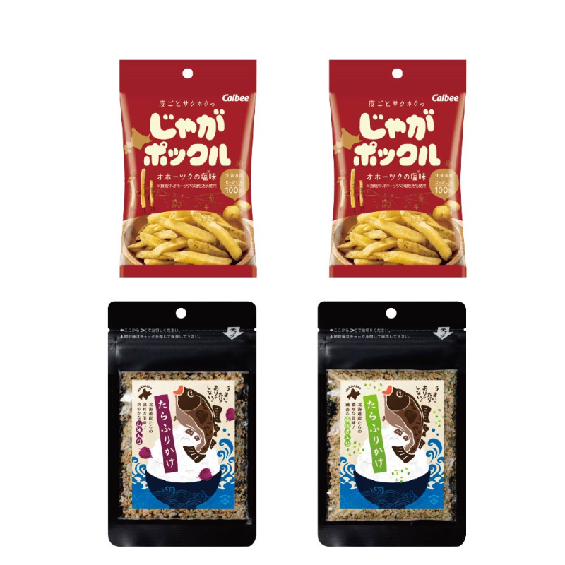 カルビー じゃがポックル 小袋33g×2個 + 北海道たらふりかけ 30g おまかせ2個 合計4個セット 北海道 たら 【パケ】