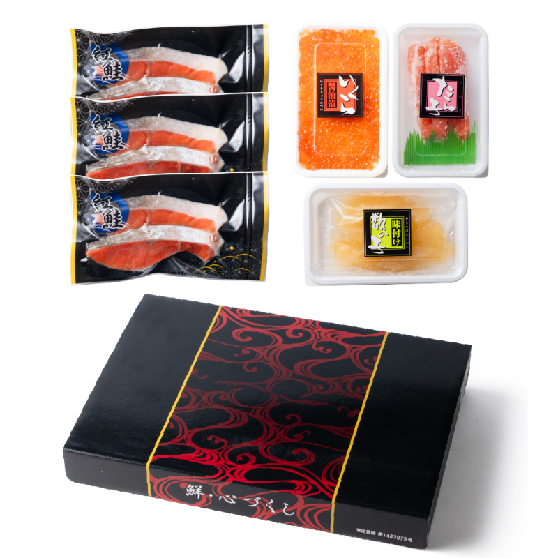 塩紅鮭・魚卵3点セット 北海道加工 紅鮭 6切 いくら醤油漬 60g 味付数の子 80g 塩たらこ 90g 海鮮セット 【産直】