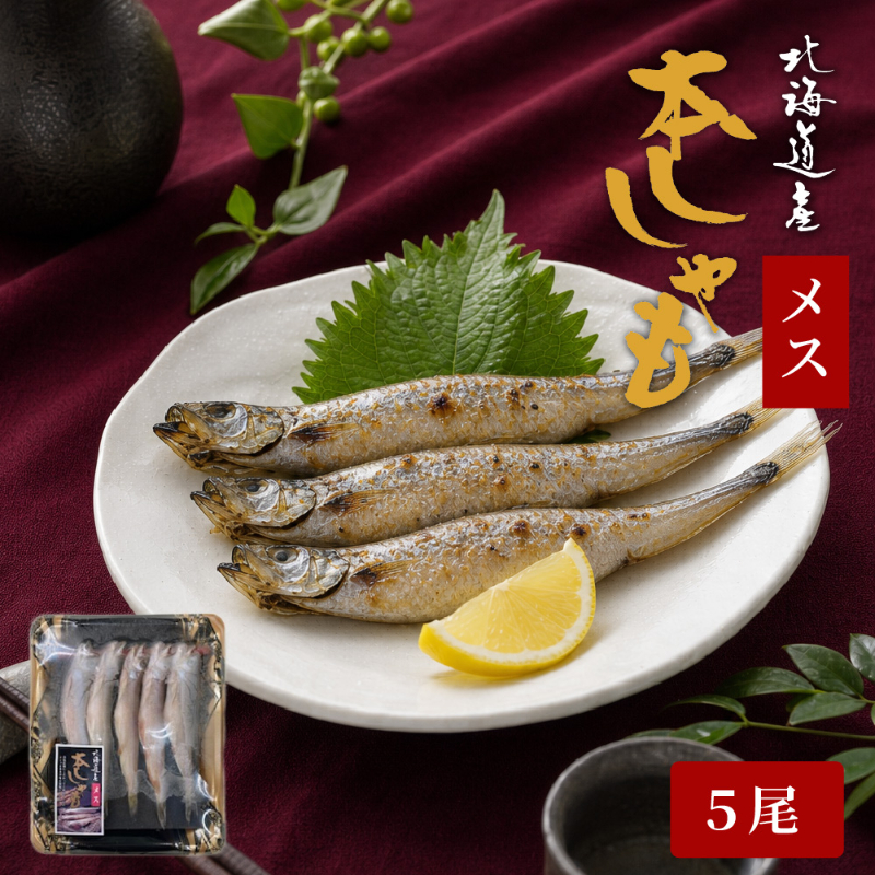 北海道産ししゃもメス5尾 本ししゃも 柳葉魚 北海道産 ししゃも 干物 海鮮 魚介 おつまみ 酒の肴 ご飯のお供 【冷凍】