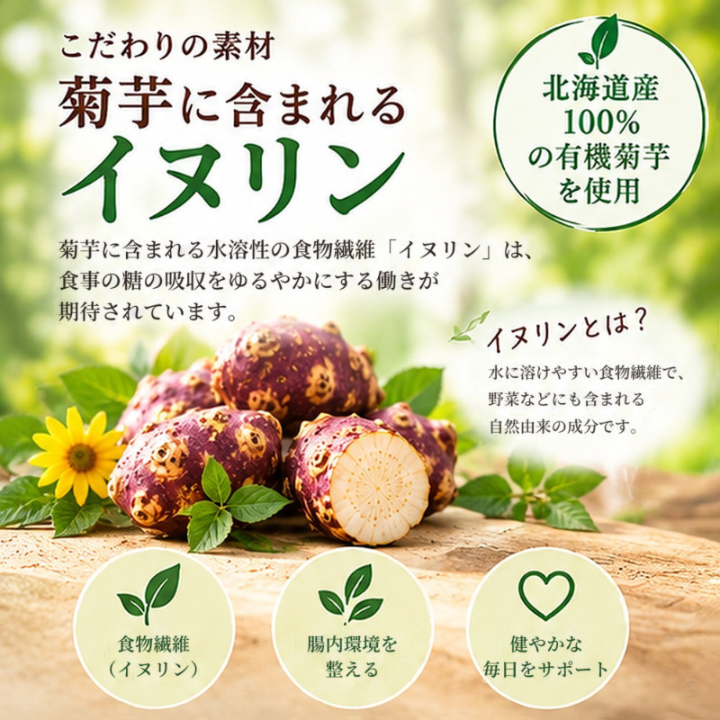 北海道産 お茶 菊芋美人茶 深煎り焙煎 2g&times;10包 1個 菊芋茶 紫菊芋 焙煎茶 ティーバッグ ノンカフェイン カフェ【パケ】